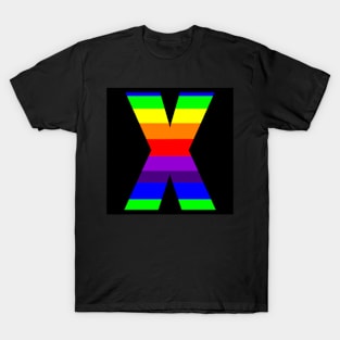 The Letter X in Rainbow Stripes T-Shirt